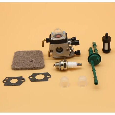 Filtre à air, bougie d'allumage et carburateur compatibles avec les modèles Stihl FS45, FS46, FS55, FS38, FS55RC, KM55, HL45, KM55R et SP85 (Zama). Pièces détachées pour carburateur.-AquaForge