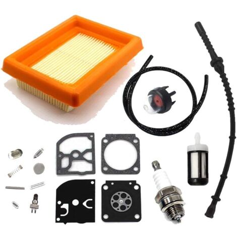 Filtre à Air Cleaner avec Kit de Réparation Membrane Kit et Tuyau d'essence pour Stihl FS120 FS200 FS250 FS300 FS350 FS400 FS450 FS480 FR350 FR450 FR480 Débroussailleuse Tuyau 4128 358