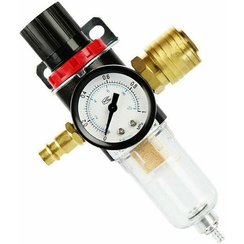 Filtre à air Compresseur, 1/4 Kit d'outils de Piège de Séparateur d'eau de Filtre de Compresseur d'air avec la Mesure de Régulateur,