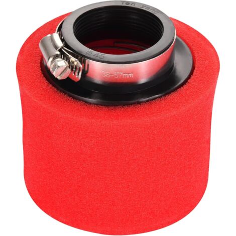 Filtre à air de 45 mm - Double mousse de nettoyage - Rouge - Bouche droite - Remplacement pour moto tout-terrain 50 cc 70 cc 90 cc 110 cc 125 cc