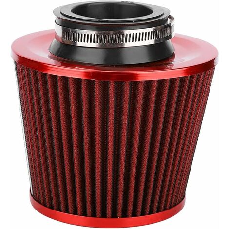 Filtre à air de voiture, kit universel de filtre à air de tête de champignon d'air à haut débit de fer universel de fer de 76mm(Red) -Versailles