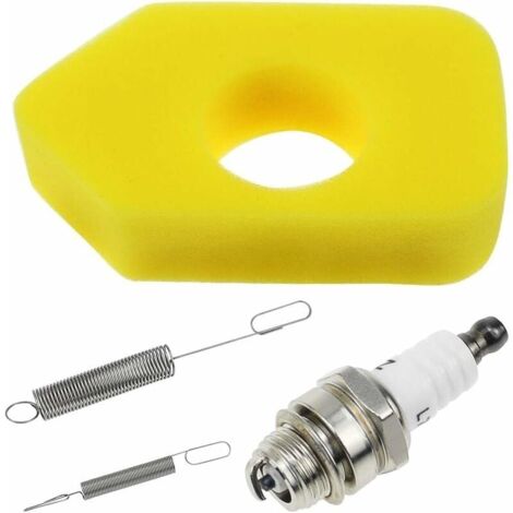 Filtre à air en Mousse Jaune avec 2pcs Ressorts et Bougie d'allumage LT7 Kit de Filtre à Carburant Stihl Tondeuse à gazon pour 698369 Briggs and Stratton Moteurs Classic, Sprint et Quattro-LIAIKI