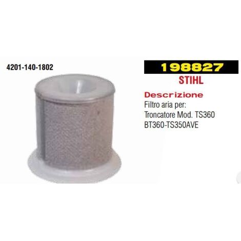 Filtre à air pour tronçonneuse TS360-BT360-TS350AVE STIHL 4201-140-1802 198827