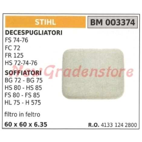 Filtre à air STIHL pour débroussailleuse FS 74 76 FC 72 FR125 pour soufflerie 003374