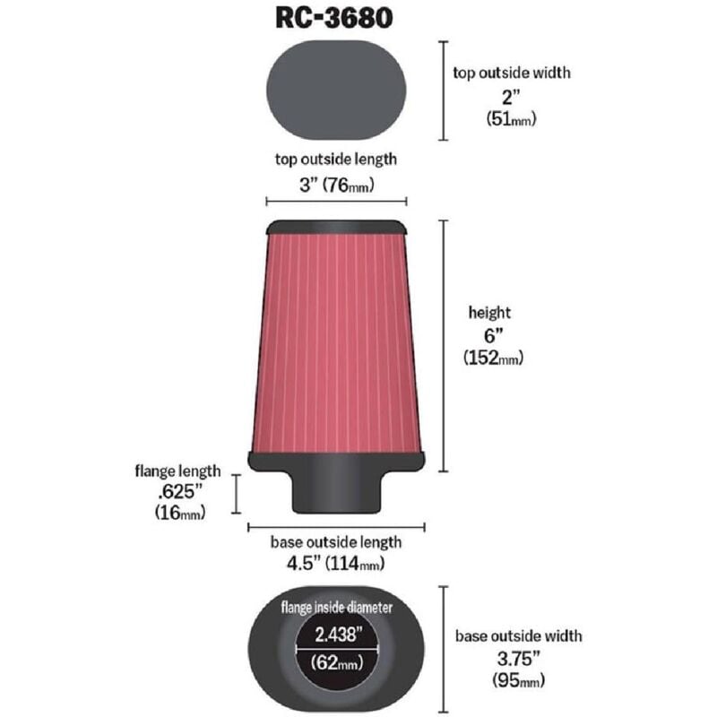 Filtre a Air Universel KetN Rc-3680
