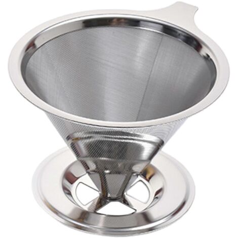 Filtre à café en acier inoxydable, pour café filtre, réutilisable, sans papier, filtre à café conique domestique