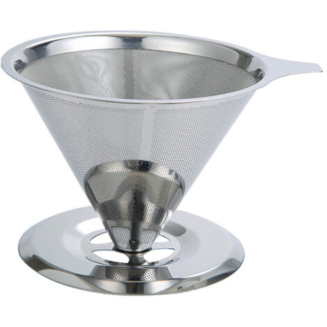 Filtre à café permanent pour infusion manuelle, en acier inoxydable, sans papier.