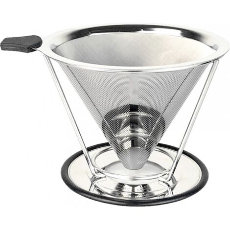 Filtre à café réutilisable - Acier inoxydable - 2 en 1 - Filtre à café filtre - Filtre barista - Espresso - Café filtre - Kit pour infusion lente - Machine à café - Grains de café - Kit de voyage - Po