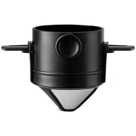 Filtre à café réutilisable en acier inoxydable, sans papier, idéal pour la maison et les voyages, noir