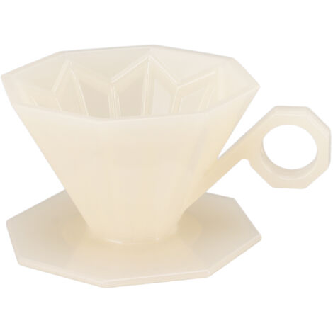 Filtre à café réutilisable sans papier en forme de cône octogonal avec poignée, compatible V60, couleur beige.