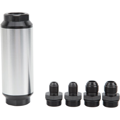 Filtre à carburant en ligne 44mm avec adaptateur AN6 AN8, raccord d'huile universel pour Modification de voiture, argent