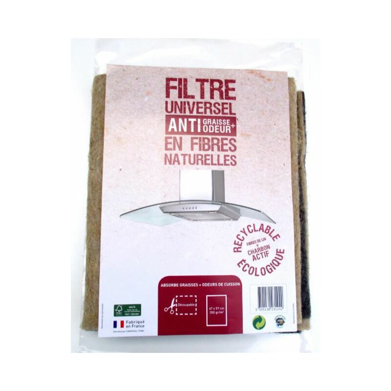 Filtre à charbon bio en fibre de lin naturel (LIN350) Hotte Toutes marques