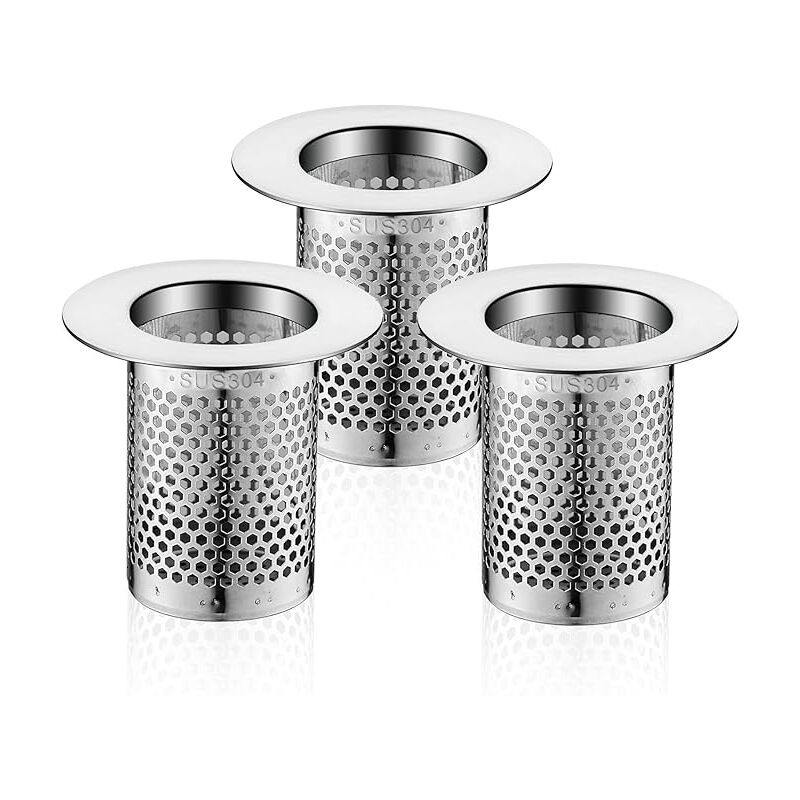 Linghhang - Filtre a Cheveux Douche, 3 Pièces Inoxydable Filtre Lavabo Salle de Bain, 5,5 × 5cm Bouchon Lavabo Filtre pour Balcon