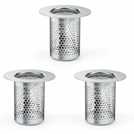 Filtre a Cheveux pour Douche, 3 Pièces Inoxydable Filtre Douche Cheveux, 5,5 × 5cm Filtre Lavabo Cuisine pour Balcon, Cuisines F