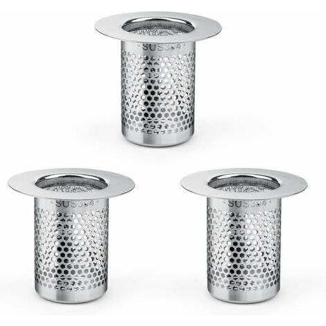 Filtre a Cheveux pour Douche, 3 Pièces Inoxydable Filtre Douche Cheveux, 5,5 × 5cm Filtre Lavabo Cuisine pour Balcon, Cuisines Filtre de Siphon de Sol Salle