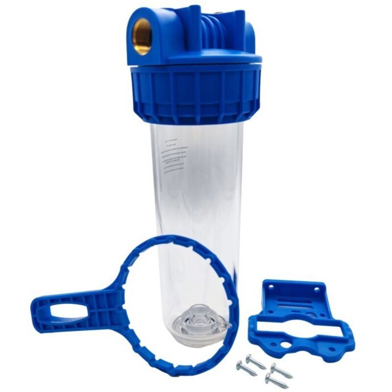 Afimo - Filtre a Eau 9''3/4 En Trois Parties Insert Laiton 1'' - 26/34 Bol Transparent