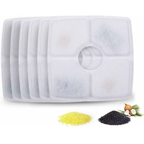 Filtre à eau pour abreuvoir pour chat, recharge carrée, filtre à eau avec charbon actif et résine pour abreuvoir, 6 pièces