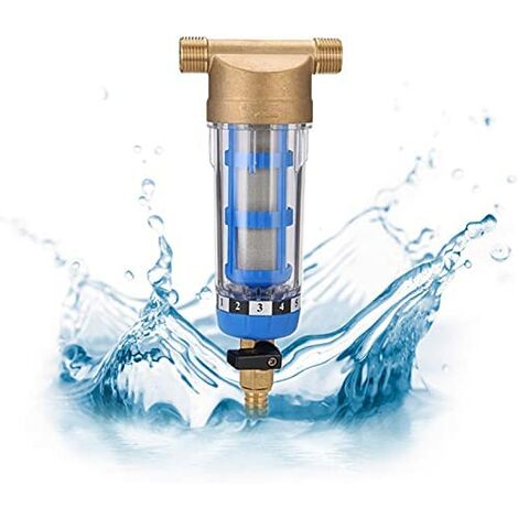 Filtre à eau réutilisable pour sédiments spin-Down - Filtre à eau - Filetage extérieur - Préfiltre à sédiments pour tuyau d'eau de fontaine - Filtre à sédiments (filetage mâle 3/4)