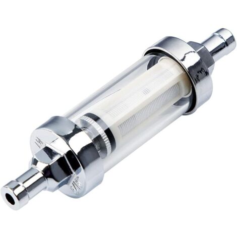 Filtre à Essence Universel 5/16 inch,Filtre à Carburant en Verre 8mm,Extrémité de Boîtier Étanche Chromé,Pour la Moto et ATV