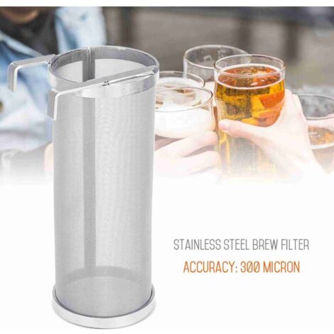 Filtre à mailles de houblon de brassage de bière en acier inoxydable de 300 microns, filtre de brassage de bière réutilisable, filtre de bouilloire avec crochet (1025.5cm)