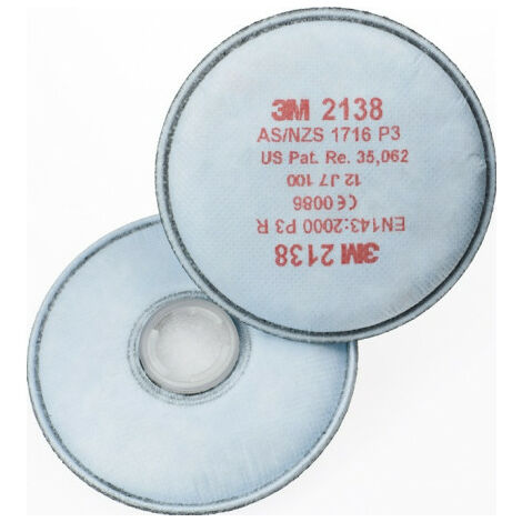 Filtre à particules rond 2138 EN 143:2000 P3R pour 4000370675-680 -690-691 3M (Par 20) (Par 20)