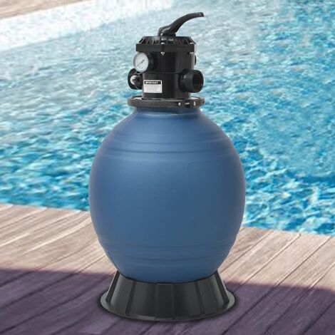 Filtre à sable pour piscine avec vanne 6 positions Haute qualité - Bleu 460 mm 57623