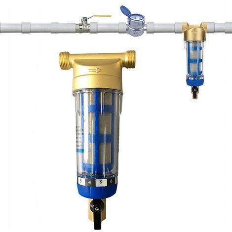 Filtre à sédiments réutilisable - Préfiltre à eau - Filtre à sédiments - Préfiltre micron - Accessoire purificateur d'eau - Pour tuyau d'eau de puits - Filtre à sédiments（ 1/2)