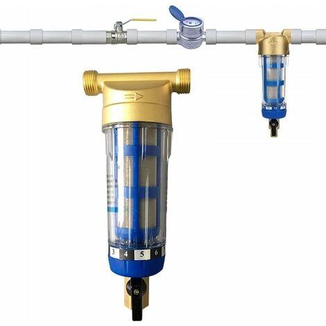 Filtre à sédiments réutilisable - Préfiltre à eau - Filtre à sédiments - Préfiltre micron - Accessoire purificateur d'eau - Pour tuyau d'eau de puits - Filtre à sédiments（ 1/2)