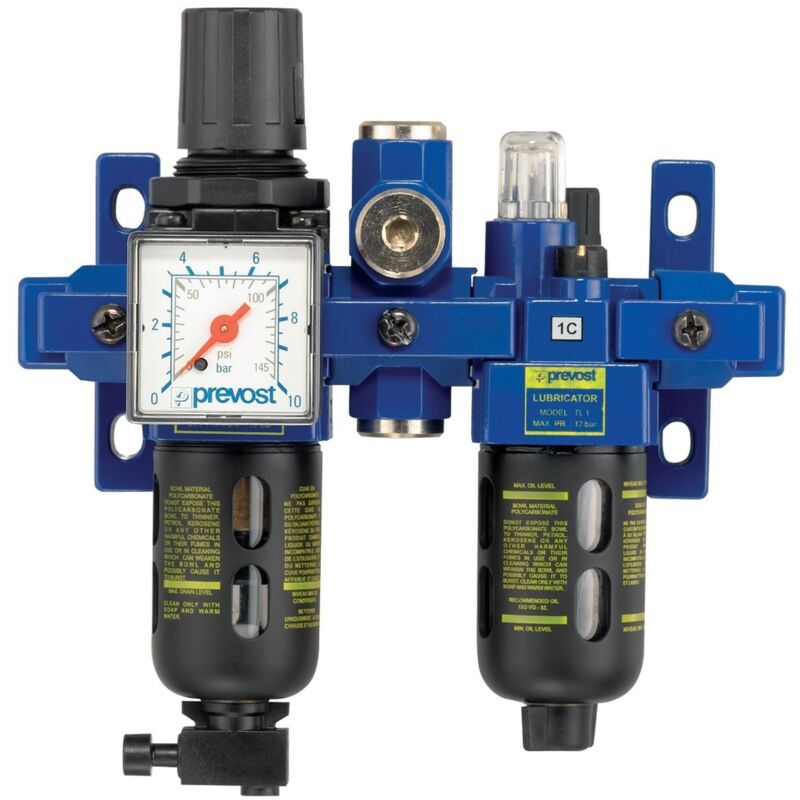 Filtre air comprimé mano-régulateur lubrificateur type KTBSME1, raccordement 1/4 pouce Prevost
