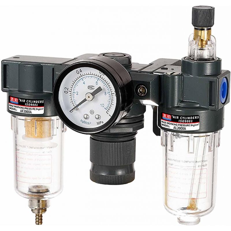 Sunxury - Filtre Air Régulateur,Séparateur Eau Compresseur,Séparateur Eau Huile Filtre,Regulateur de Pression D'air 1/4 Detendeur Compresseur avec La