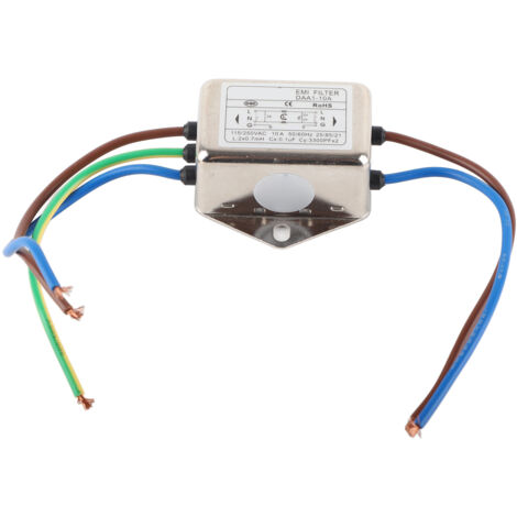Filtre Anti-Bruit Câble Alimentation Monophasé Universel, Suppresseur de Perturbations EMI pour Automatisation Industrielle AC115-250V