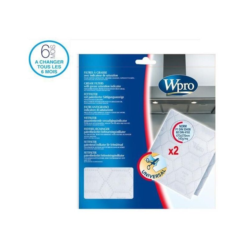 Filtre anti graisse avec indicateur de saturation (à l'unité) (51083-2374) (484000008526) Accessoires et entretien WHIRLPOOL