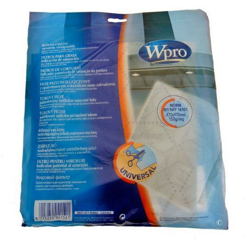 Filtre anti graisse avec indicateur de saturation (à l'unité) (51083-2386) (484000008526) Accessoires et entretien WHIRLPOOL