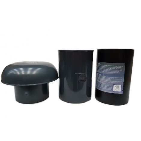 Filtre anti-odeurs pour fosses septiques – Cartouche 100mm avec manchon et chapeau de ventilation – Efficace jusqu'à 3 ans – Achat Utile