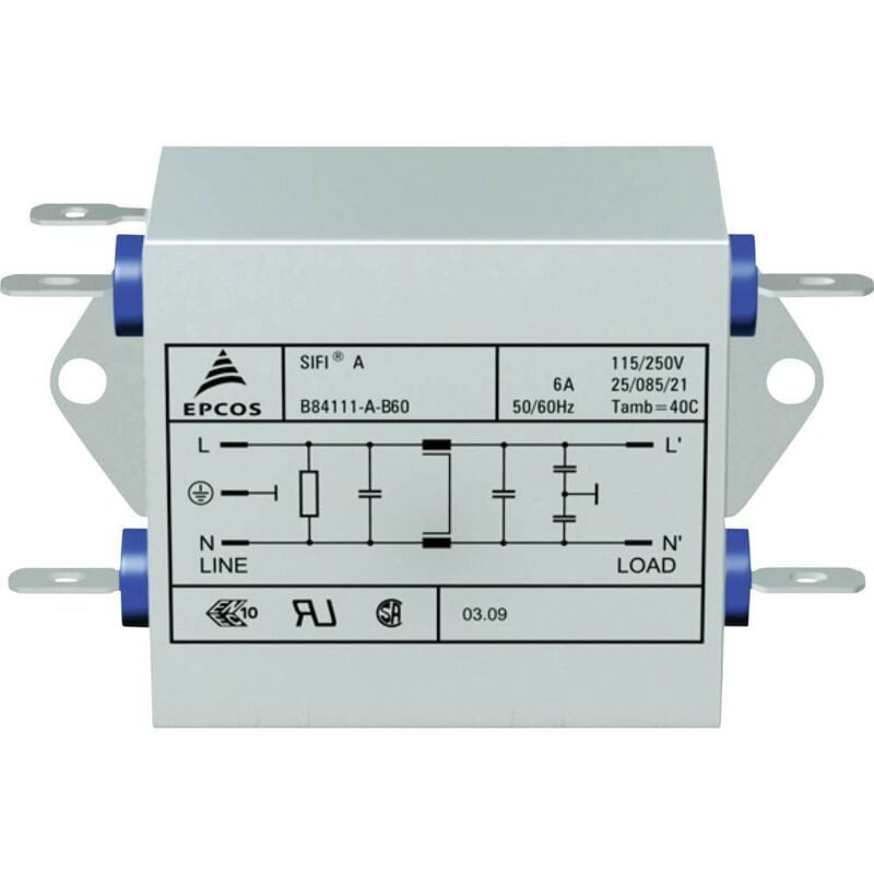 TDK - Filtre antiparasite B84111A0000B110 250 v/ac 10 a 0.82 mH (l x l x h) 77 x 63.5 x 38.1 mm 1 pc(s)