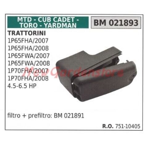 Filtre avec préfiltre moteur MTD monté sur petit tracteur 021893