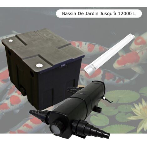 Filtre Bassin + Clarificateur UV Stérilisateur 18W+ 1 ampoule UV de rechange, Bassin De Jardin Jusqu'à 12000 Litres