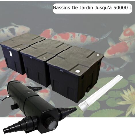 Filtre Bassin + Clarificateur UV Stérilisateur 36W, + 1 ampoule supplémentaire Bassin De Jardin Jusqu'à 50000 Litres