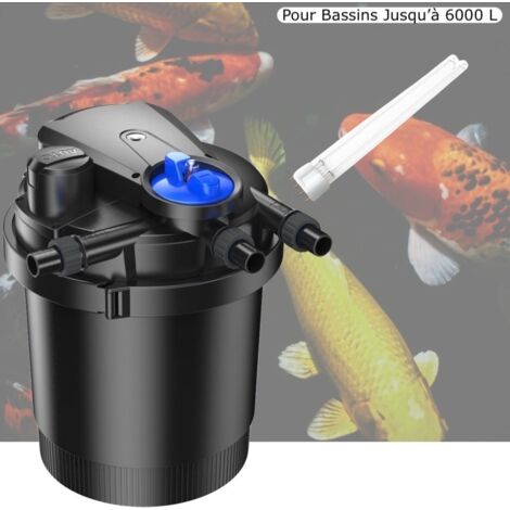 Filtre Bassin De Jardin Sous Pression, UV 11W, Max 6000L Premium + 1 ampoule supplémentaire