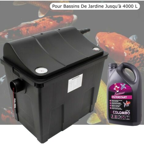 Filtre Bassins De Jardin + Bactéries de démarrage Étangs Jusqu'à 4000 Litres