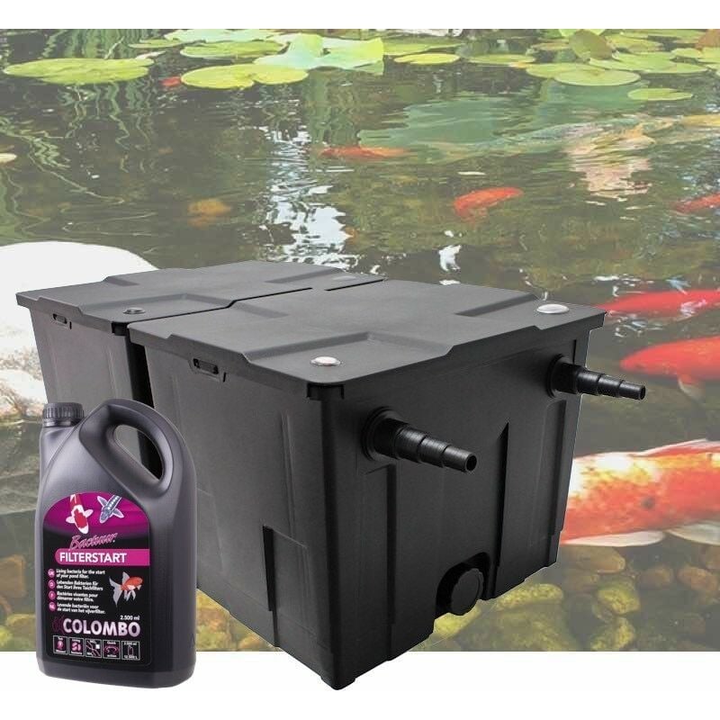 Filtre Bassins De Jardin + Bactéries de démarrage Jusqu'à 30000 Litres sans poissons - Noir