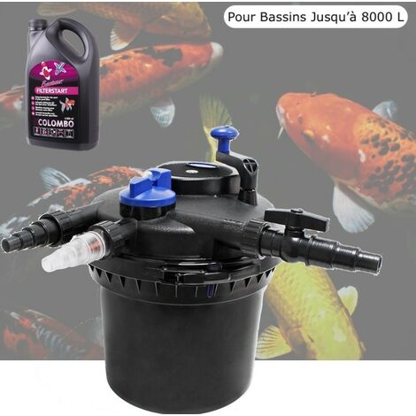 Filtre Bassins De Jardin Sous Pression, UV 11W, Jusqu'à 8000 L + Bactéries 1000 ml