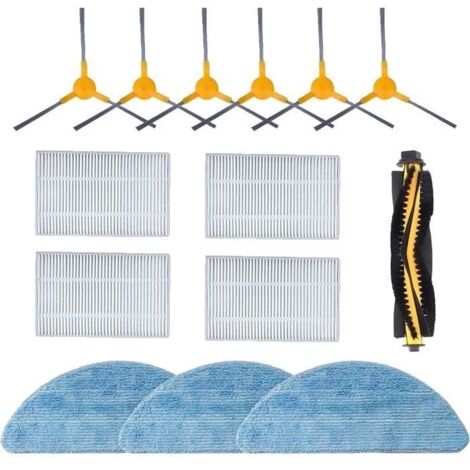 Filtre Brosse Chiffon de Rechange Ensemble d'accessoires pour Aspirateur Robot Proscenic 830T 820S 800T 820T (14 Pièces)