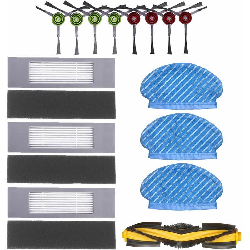 Alovez - Filtre Brosse Chiffon de Rechangen Ensemble d'accessoires pour Aspirateur Robot Ecovacs Deebot ozmo 950 ozmo 920 (15 Pièces)