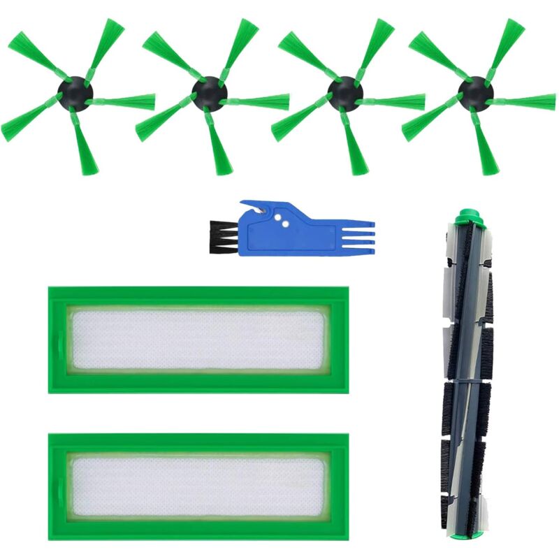 Filtre Brosse Pièces de Rechange Ensemble d'accessoires pour Aspirateur Robot Vorwerk Kobold VR200 VR300 (1 Brosse Ronde + 2 Filtre + 4 Brosse