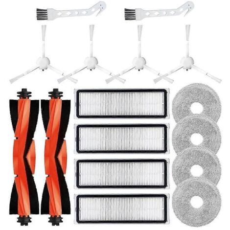 Filtre, brosse principale, brosse latérale et chiffon de rechange pour aspirateur robot Xiaomi S20, S10 Plus et S10.