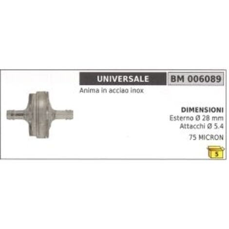 Filtre carburateur en acier inoxydable UNIVERSAL Ø extérieur 28mm Ø raccords 5.4mm