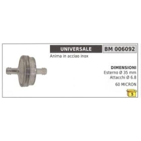 Filtre carburateur en acier inoxydable UNIVERSEL Ø  extérieur 35mm Ø  raccords 6.8mm