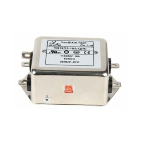 Filtre CEM RS PRO, 16A max, monophasé phases, 250 V c.a. max, Montage sur châssis