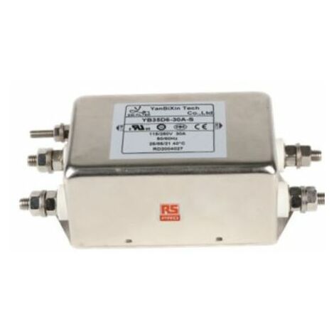 Filtre CEM RS PRO, 30A max, 2 phases, 250 V c.a. max, Montage sur châssis